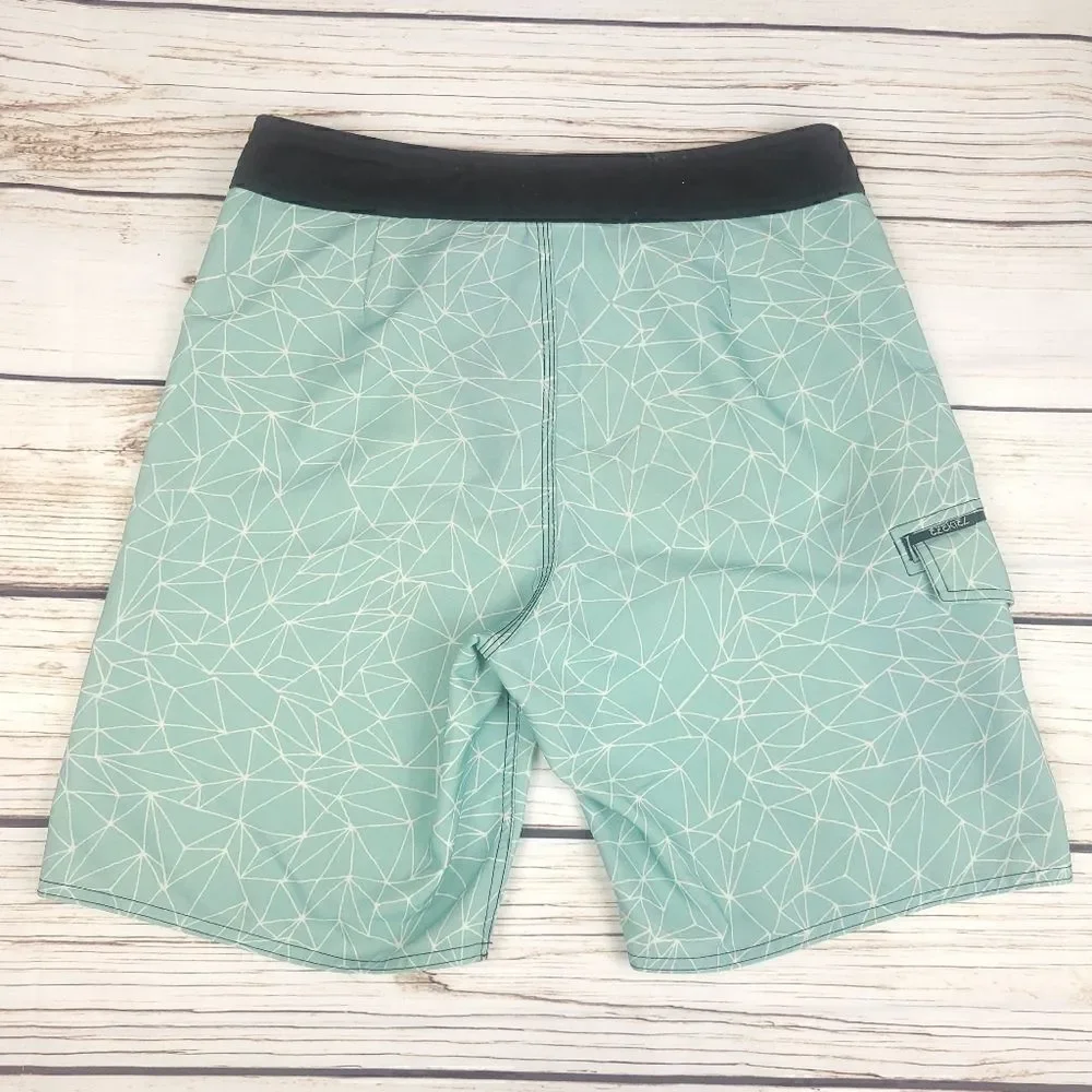 Ezekiel blue geometrical print swim shorts size 32